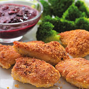  Cornmeal-Crusted Chicken Nuggets with Blackberry Mustard 
