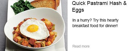 Quick Pastrami Hash & Eggs 